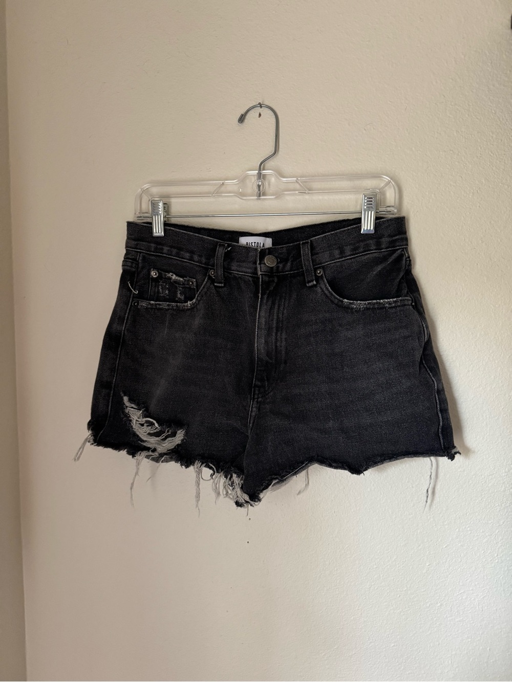 Pistola Distressed Black Denim Cutoff Shorts | Size 29